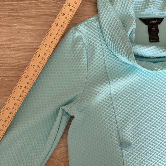 Ali Miles Small Cowl Neck‎ 3/4 Sleeve Top Mint Turquoise Relaxed Boxy Resort - Picture 6 of 6